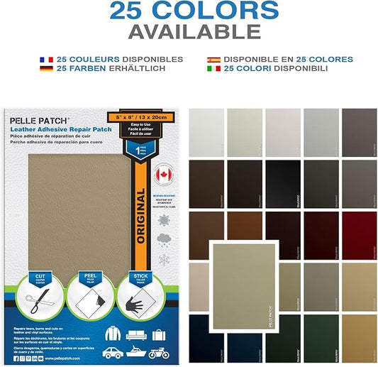Leather Tear Repair - 25 Colors Available - Original 5x8 - Beige