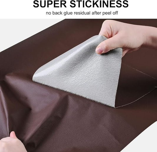 YAFLC Leather Repair Patch for Furniture, 4" x 63" Self Adhesive Leather Repair Kit Vinyl Repair Tape for Car Seat Sofa Jackets Couches Chair Brown
