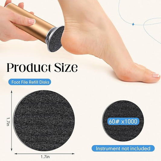 Gisafai 1000 Pcs Replaceable Sandpaper Refill Discs Bulk 60 Grit Replacement Sandpaper Pad Discs for Electric Foot File Callus Remover Black Tool Foot File Disks for Cracked Heels Dead Skin