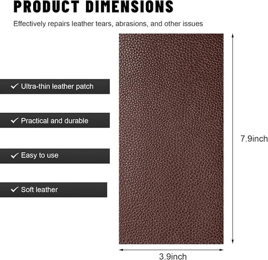 2 PCS Leather Repair Patch Tape, 4×8 Inch Waterproof PU Leather Tape Auto Upholstery Repair Patches, Self-Adhesive Cuttable Patch for Repairing Car Seats Sofas Chairs (Dark Brown)