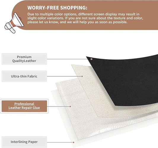 ONine Leather Repair Patch,Self-Adhesive Couch Patch,Multicolor Available Scratch Leather 8X11 Inch Peel and Stick for Sofas,Car Seats Backpack Jackets (Black-Fine Grain)