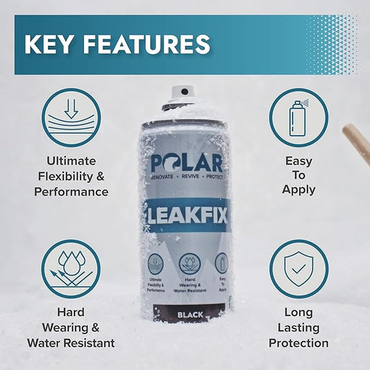 Polar Clear Leak Fix Spray - 2 x 13.5fl. oz - Waterproof Roof Sealant - Instantly Seals Leaks and Cracks, for Lasting Protection on Roofs, Drainpipes & Gutter Repairs- for Interior and Exterior Use
