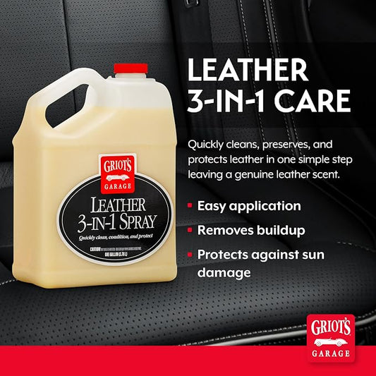 Griot's Garage Leather 3-in-1 Spray, Cleaner and Conditioner for Leather and Vinyl, Car Seats and Vehicle Interior, Truck, RV, Boats, and Home, 10964, 1 Gallon