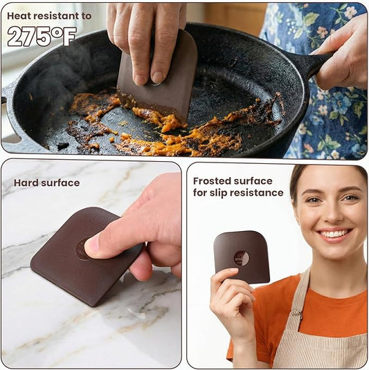 Pan Scraper, 5 Pcs Pot Scraper, Pan Scraper Plastic, Multifunctional Scraper Tool for Kitchen, Non-Slip, Food Safe, High Heat Resistant