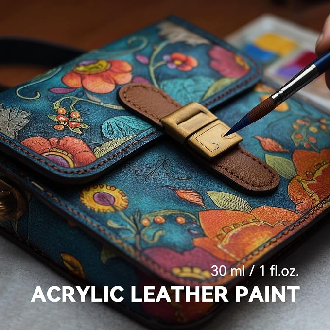 Roizefar Acrylic Leather Paint, Ultimate All-in-One 20 x 30ml Kit with Deglazer & Finisher, 18 Colors Flexible & Waterproof Leather Dye for Shoes, Bags, Jackets, Sneakers, Couches, Car Seats, Sofa