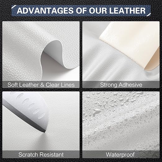 Leather Repair Kit for Furniture 4"x 63" Leather Tape Repair Patch Self Adhesive Sofa Vinyl Repair Patch Kit for Car Seat,Couch,Boat Seat,Chair - White
