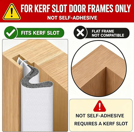 19.7FT Kerf V‑Shaped Weather Stripping Door Seal, Press‑in Seal for Pre‑Cut Slot Doors, Not Self‑Adhesive, Soundproof Draft Blocker for Exterior Front Doors, Fits Large Gaps, Easy DIY Install (White)