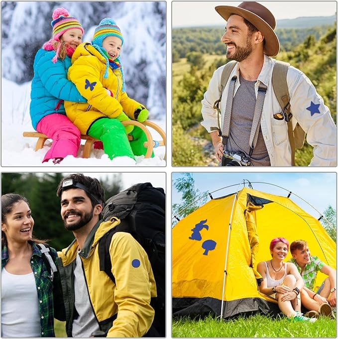 Waterproof Self-Adhesive Nylon Patches for Tent Repair Kit, 24pcs Outdoor Gear Tenacious Repair Tape, Fabric Patches for Clothes, Down Puffer Jacket, Tent, Sleeping Bag, Backpack, Royal Blue