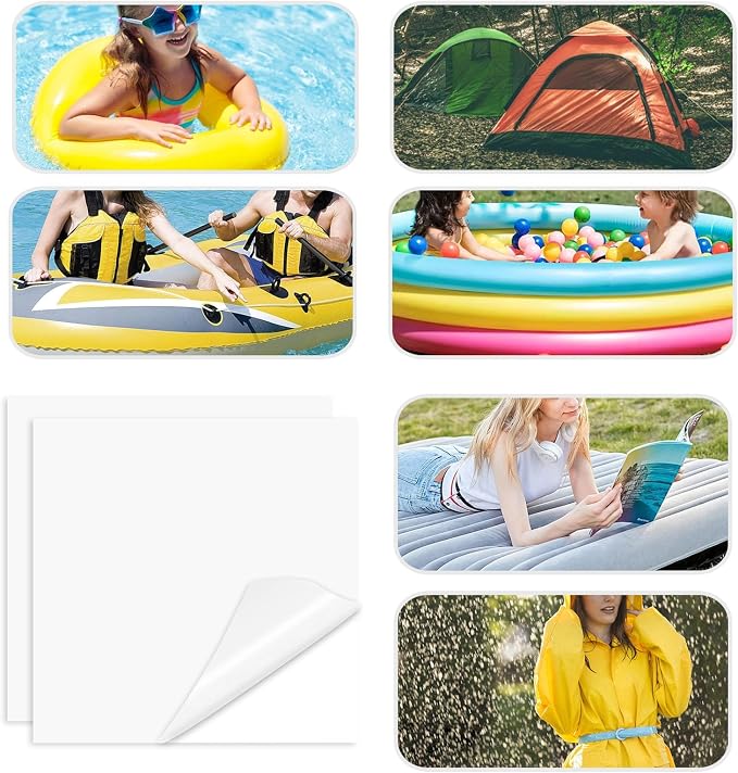 Medsuo 10pcs TPU Pool Patch Repair Kit Waterproof Inflatable Patch Repair for Air Mattress, Bounce House, Tent, Canvas, Canopy, Swimming Pool, Pool Float, Tub Air Bed and Inflatable Toys - Clear