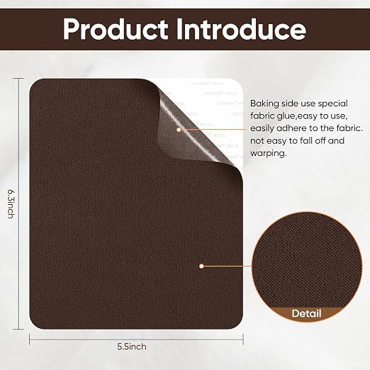 Couch Patch Repair Fabric,6-Piece Self-Adhesive Microfiber Patches,Quick Fix Sofa Chair Car Seat,Furniture,Upholstery Repair Kit. (Dark Brown)