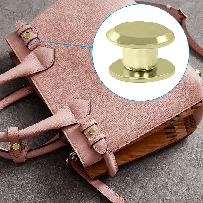 60 Sets Gold Chicago Screws, M5*4mm Leather Rivets Screw Rivets Buttons DIY Leather Trim Craft Bookbinding for Decorate Repair Belt Bag Shoes Purse