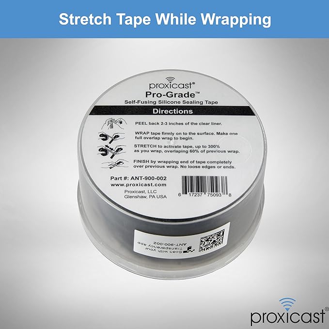 Proxicast Pro-Grade Extra Strong 30mil Weatherproof Self-Fusing Silicone Rubber Sealing Tape For Outdoor Antenna Coax & Electrical Cables, Hose/Pipe Leaks & Emergency Repairs (1.5" x15' roll) - Yellow