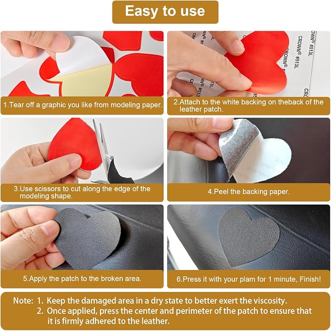 IANZE 2Pcs Leather Repair Patch, Self Adhesive Leather Repair Patch for Car Seats, Couches, Furniture, Sofa, Handbags, Office Chair (Cream White)