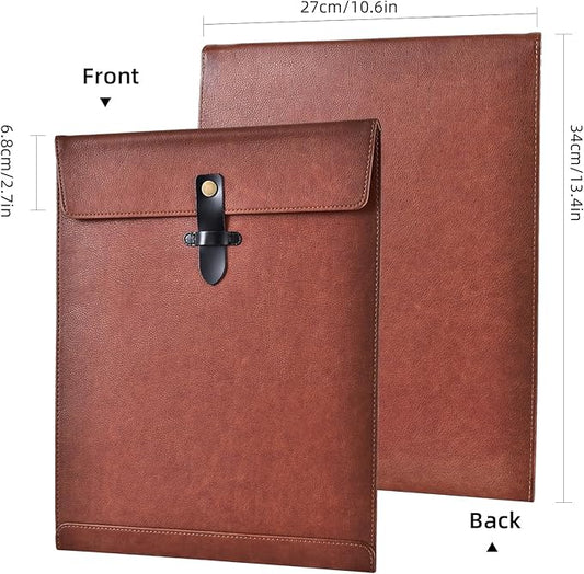 Green PU Leather File Folder, Snap Closure File Organizer, Important Document Folder, Document Organizer, Laptop Sleeve Notebook Case, Leather Folder A4 Envelopes Filing Folder 3PCS