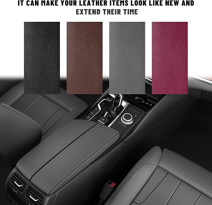 2 PCS Leather Repair Patch Tape, 4×8 Inch Waterproof PU Leather Tape Auto Upholstery Repair Patches, Self-Adhesive Cuttable Patch for Repairing Car Seats Sofas Chairs (Wine Red)