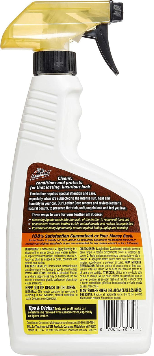 Armor All Car Leather Care Spray, Leather Cleaner and Protectant for Cars, Trucks and Motorcycles, Includes 2 Bottles, 16 Fl Oz Each