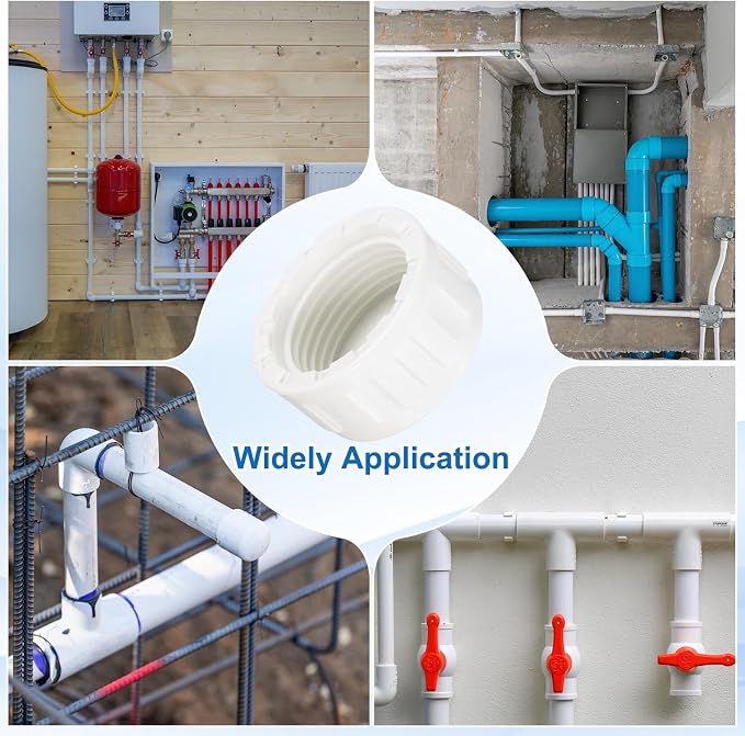 uxcell 5Pcs 1 Inch PT Female Thread PVC Pipe Fitting Cap, Cleanout Water Drain End Caps, Pipe Plug Socket Fittings with Tape for Water Heater Supply Lines, Plumbing, White