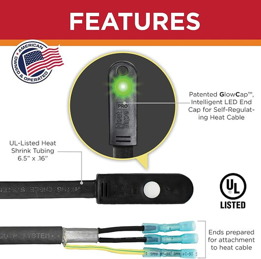Radiant Solutions Company GlowCap Heat Cable End Seal Kit for Terminating 10-13mm Self-Regulating Heat Cable with patented intelligent LED end cap