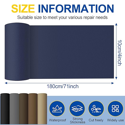 Fabric Repair Tape, Self Adhesive Canvas Repair Patch, Waterproof Outdoor Canvas Tape/Patch Kit for Sun Shades Clothing Tent Awnings Boat Cover Couches Dark Blue 4x71 inch