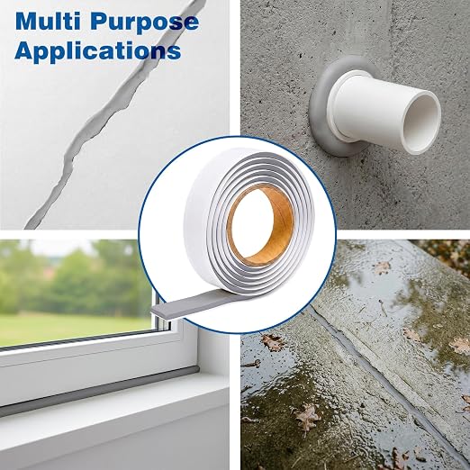U0U 2 Pack Gery Moldable Silicone Putty,5mm Waterproof Multi Purpose Butyl Seal Putty Tape,Plumbers Duct Seal Putty for Sink Drain Gap Wall Repair