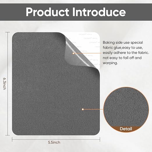 Couch Patch Repair Fabric,6-Piece Self-Adhesive Microfiber Patches,Quick Fix Sofa Chair Car Seat,Furniture,Upholstery Repair Kit. (Grey)