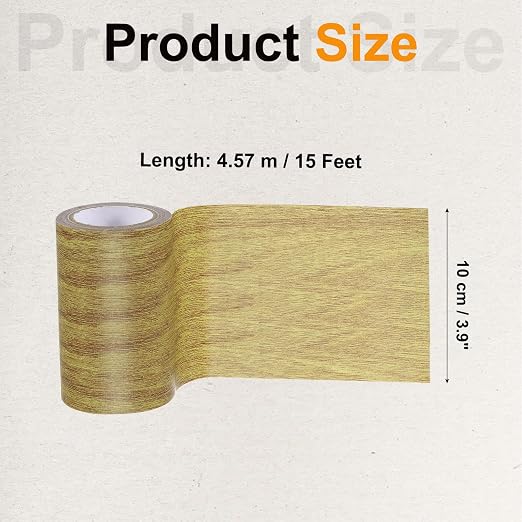 PATIKIL Wood Grain Tape 4" x 15 Ft, Self-Adhesive Wood Texture Repair Tape Realistic Wooden Effect Patch for Furniture Cabinets Floor Walls,Brown Oak