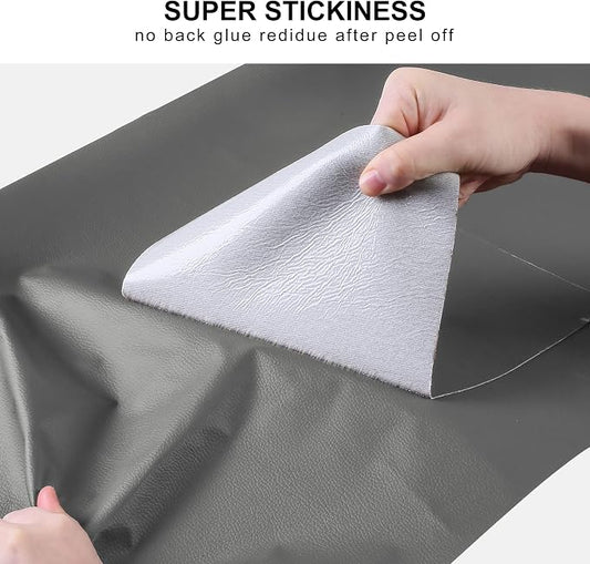 YAFLC Leather Repair Patch for Furniture, 4" x 63" Self Adhesive Leather Repair Kit Vinyl Repair Tape for Car Seat Sofa Jackets Couches Chair Medium Grey