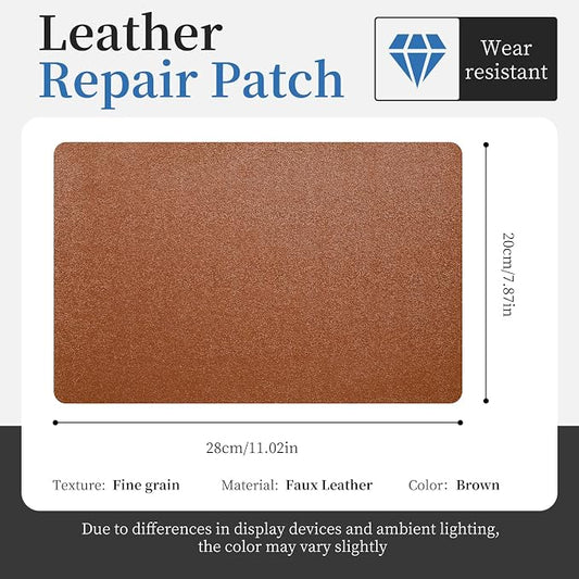 Fadoub Leather Repair Patch Tape Self-Adhesive, 8x11In Heavy Duty Vinyl Patch, Leather Repair Kit for Furniture, Sofa, Couch, Office Chair, Car Seat, Car Interior(Brown-Fine Grain)