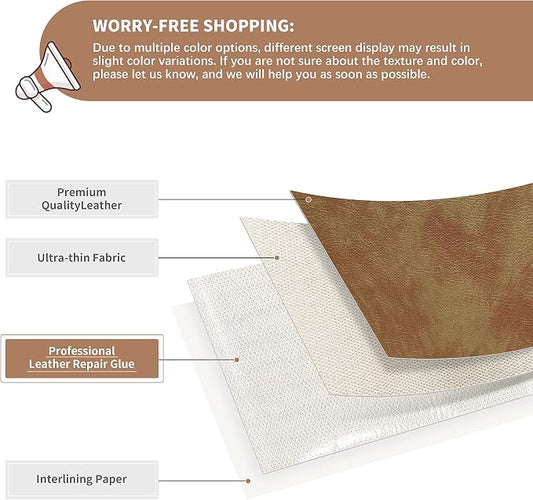 ONine Leather Repair Patch,Self-Adhesive Couch Patch,Multicolor Available Scratch Leather 8X11 Inch Peel and Stick for Sofas, Car Seats Hand Bags Jackets(Irregular Pattern Camel)