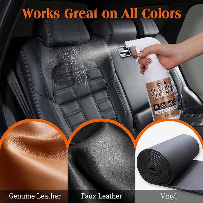 LISRUX Leather Cleaner and Conditioner Kit-2×18oz, Leather Cleaner for Car Seats, Furniture, Couches, Shoes & Boots, pH-Balanced, Restores & Protects All Leather For Natural, Synthetic, Faux, Pleather