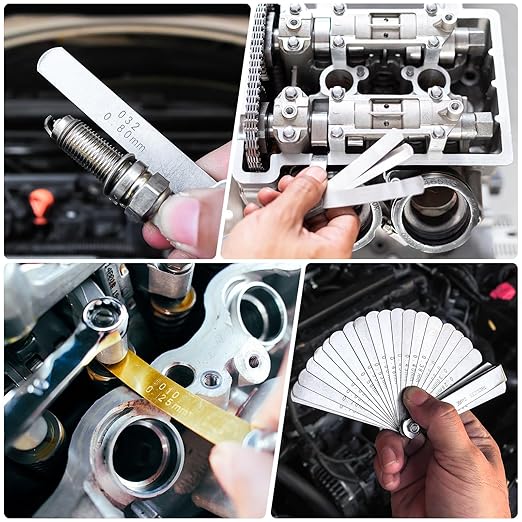 HARFINGTON 3pcs Metric Thickness Feeler Gauge 0.65mm Single Blade Oval Feeler Gauge 3CR-13 Stainless Steel Gap Measuring Tool for Repair Valve Guitar Spark Plug