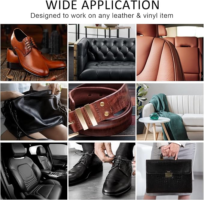 SEISSO Leather Repair Kit for Furniture, Vinyl Leather Repair Kit Car Interior Leather Dye with Mink Oil, Leather Filler Restore for Sofa Couch Cat Scratches