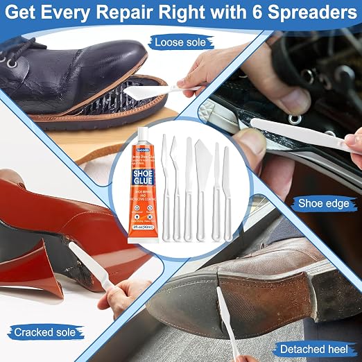 Lucomb Shoe Glue Heavy Duty- 360 ML Clear Shoe Sole Glue Repair Adhesive with Spreader Tools Set- Waterproof Super Strong Glue for Shoes Sole Repair Fixing Boots Sneakers Heels