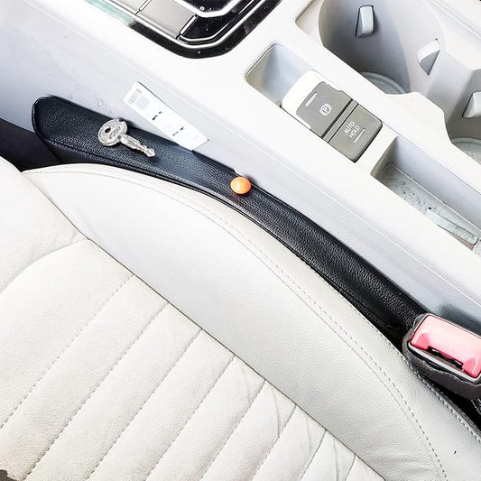Leather Seat Gap Filler, No Drop Seat Guard Universal for Car SUV, Truck to Fill the Gap Between Seat and Console Black Crevice Plug Blocker Stopper Spacer Catcher 2 Pack LB