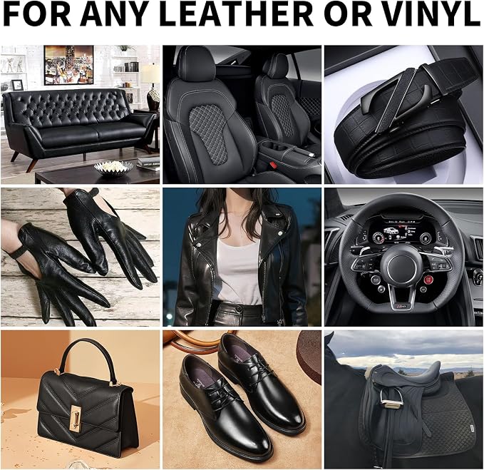 Leather Recoloring Balm, 12oz Large Size Leather Dye, Color Restorer, Scratch Repair, Furniture & Couch Restorer Kit, Repair Kit for Furniture(Black)