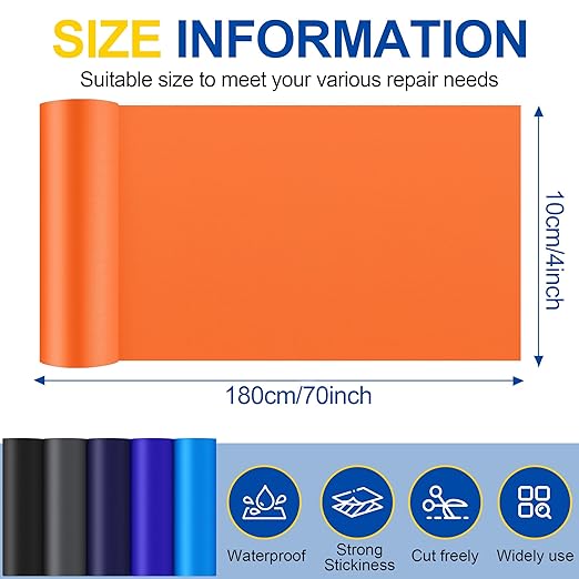 Fabric Repair Tape, Self Adhesive Nylon Repair Patch, Waterproof Outdoor Nylon Tape/Patch Kit for Down Jacket Clothing Tent Awnings Boat Cover Couches Orange 4x70 inch