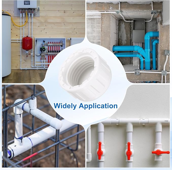uxcell 12Pcs 1/2 Inch PT Female Thread PVC Pipe Fitting Cap, Cleanout Water Drain End Caps, Pipe Plug Socket Fittings with Tape for Water Heater Supply Lines, Plumbing, White