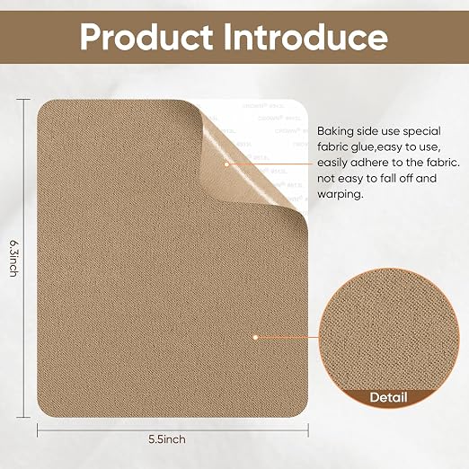 Couch Patch Repair Fabric,6-Piece Self-Adhesive Microfiber Patches,Quick Fix Sofa Chair Car Seat,Furniture,Upholstery Repair Kit. (Light Brown)