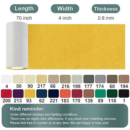 Linen Canvas Repair Tape, 4×63 Inches Yellow Waterproof Self-Adhesive Patch for Outdoor Gear, Durable Fabric Tape for Boat Covers, Couch,Tents, Sofas, Sun Shades, Awnings, and Lounge Chairs