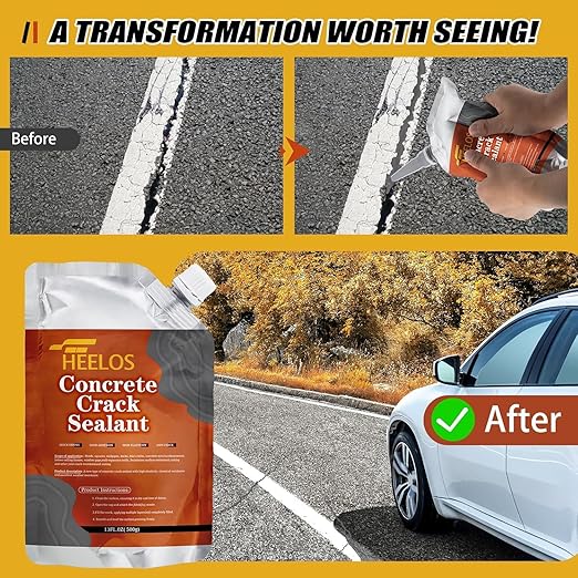 Concrete Crack Filler, 9Packs Premium Concrete Crack Sealant, Weather-Resistant Caulking Glue,Quick-Drying & Waterproof Repair Adhesive for Slabs, Driveways, Sidewalks (Grey)