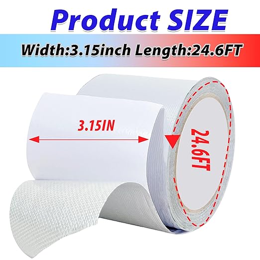 WaterproofRepair Tape for Fabric, 3.1IN x24.6FT, Heavy Duty Outdoor Repair Tape, for RV Roof, Tarp, Tent, Sail and Boat Cover Outdoor Repair Patch, Multipurpose Awning Repair Tape (White)