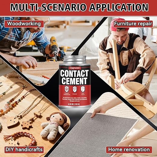 Bondtech Contact Cement Adhesive, Professional Neoprene Contact Adhesive, Strong Bonding for Woodworking, Leather, Repairs and Crafts (4.16 Ounce)