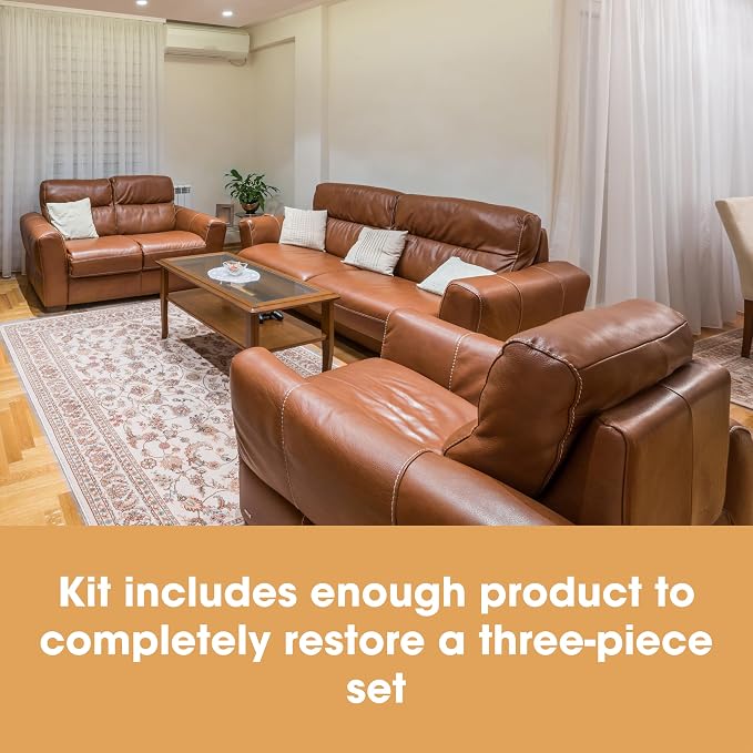 Furniture Clinic Leather Complete Restoration Kit | with Leather Recoloring Balm, Cleaner, 2-in-1 Protection Cream & Conditioner, Sponge, and Cloth | Repair Kit for Furniture (Maroon)