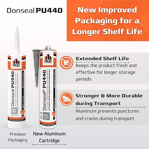 DCP Donseal PU440 Polyurethane Concrete Sealant 1 Pack– Non-Sag Concrete Caulk for Joints, Walls, Sidewalk, and Foundation, 10.1 fl. oz. Cartridge – Grey