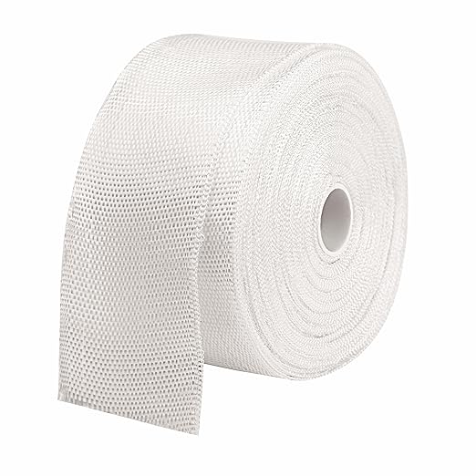 Fiberglass Cloth Roll Non Adhesive Woven Fiberglass Mesh Tape Fiberglass Insulation Tape Plain Weave Fiberglass Cloth Tape for Reinforced Repair Winding, Seams, Boat, Molding (2 in x 99 FT)
