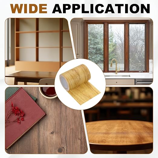 uxcell Wood Grain Repair Tape, 3.1" x 15ft Self Adhesive Wood Grain Colored Duct Tape Waterproof Repair Patch for Furniture Floor Scratch Fix, Baseboards, DIY Decor, Golden Pine