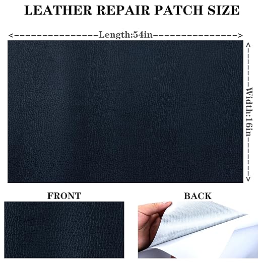 HGUAN Leather Repair Patch, 16X54 Inch Self Adhesive Leather Repair, Large Vinyl Patch Tape for Couches, Furniture, Car Seats, Cabinets, Office Chairs (Black)