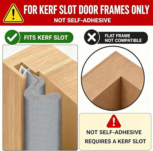 40FT Kerf V‑Shaped Weather Stripping Door Seal, Press‑in Seal for Pre‑Cut Slot Doors, Not Self‑Adhesive, Soundproof Draft Blocker for Exterior Front Doors, Fits Large Gaps, Easy DIY Install (Grey)
