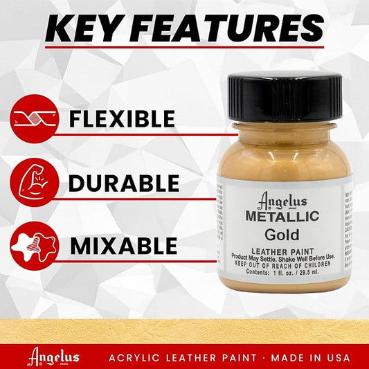 Angelus Metallic Leather Paint, 1 oz., Gold