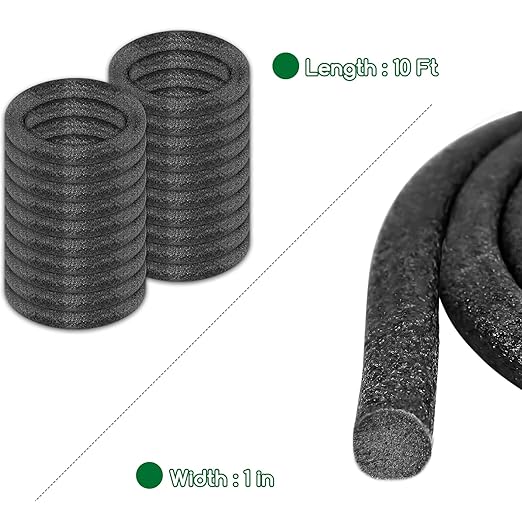 Foam Backer Rod for Gaps Concrete Crack Filler Joints Foam Gap Filler Caulk Saver Backing Rod Concrete Filler Rope (Black, 1/2 Inch X 100 Feet)